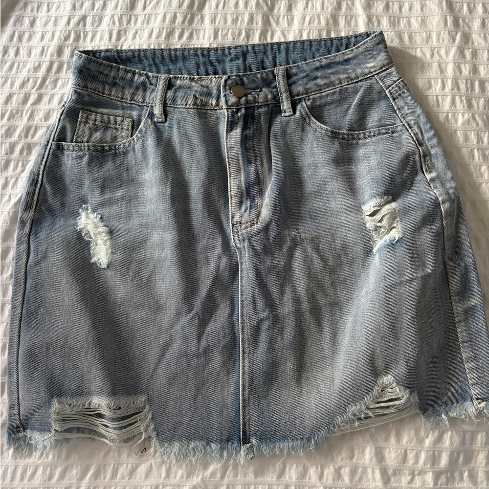 High rise Jean skirt